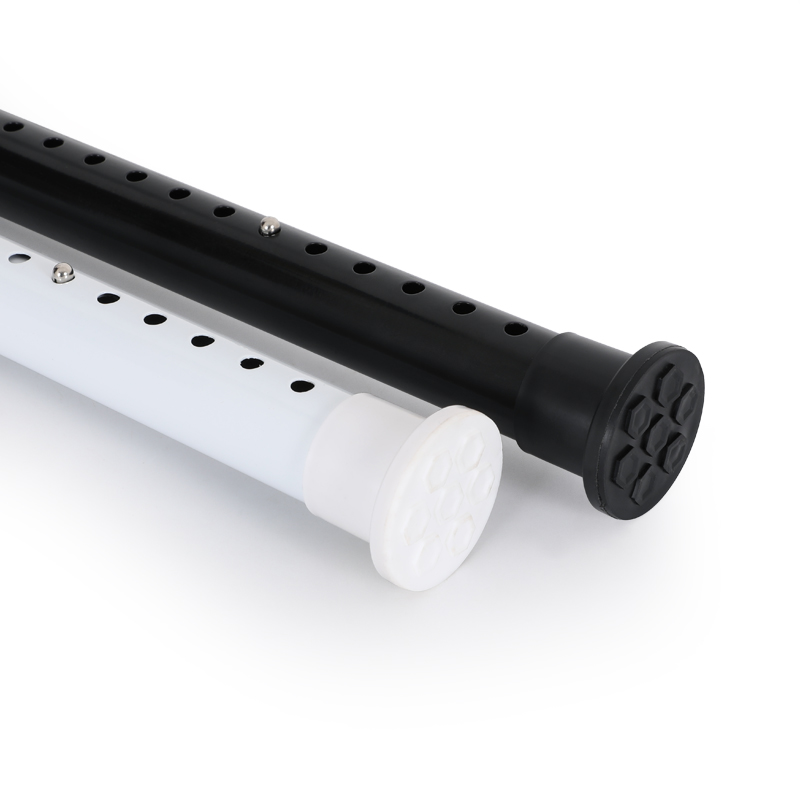 免打孔伸缩杆窗帘杆门帘杆收x缩杆免钉安装杆4米超长加固磨砂黑