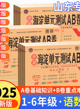 海淀单元测试ab卷青岛版六三制五四制一二三四五六年级上册下册语文数学英语人教鲁科湘少版小学同步测试卷练习册考试卷子海淀ab卷