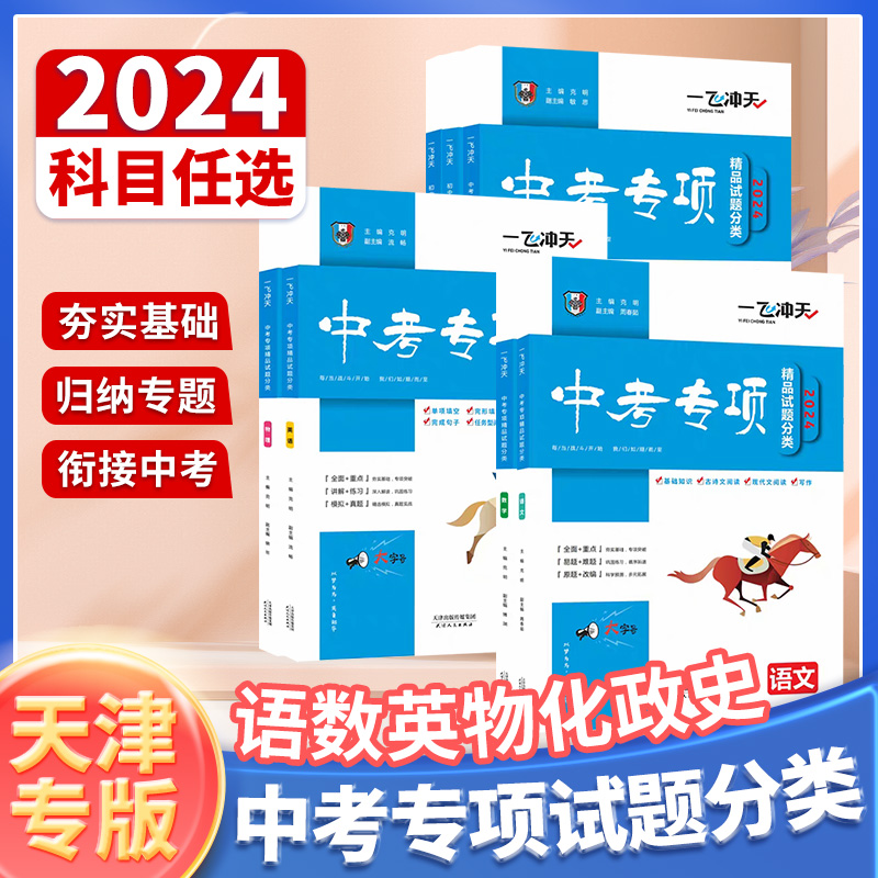 2024新版一飞冲天中考专项试题分类语文数学英语物理化学道德与法治历史天津中考真题模拟卷分类练习册初三总复习资料 书籍/杂志/报纸 中学教辅 原图主图