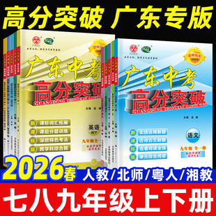 广东专用!2026春高分突破七年级下册八九年级上语文数学英语物理化学政治历史人教北师大湘教粤版初一二三789年级教材同步练习册