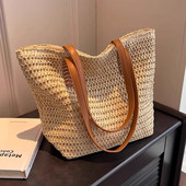草编包度假风夏天编织包包女2024大容量女学生单肩手提通勤托特包