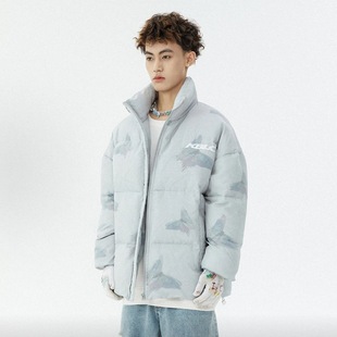 潮流幻变小蝴蝶印花休闲保暖立领棉服 KBL秋冬款 R05 121628