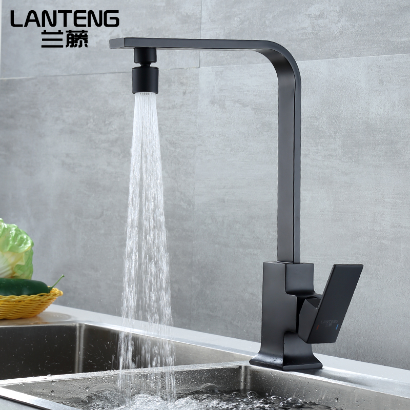 兰藤铜方形厨房水槽冷热水龙头