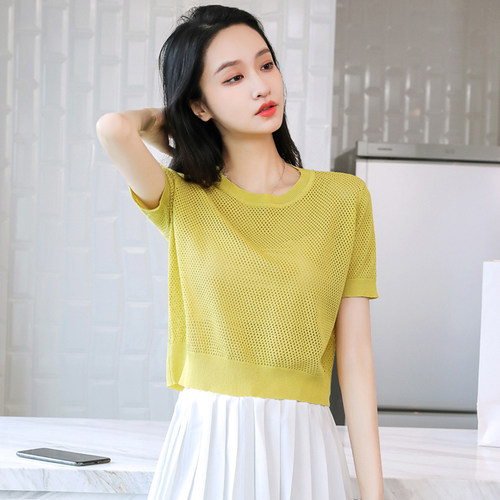 小个子短款气质上衣短袖漂亮小衫