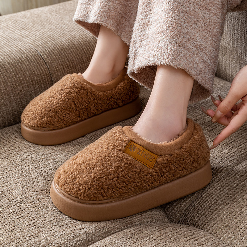 2025新款包跟防滑保暖棉鞋秋冬男女室内居家软底情侣加厚毛绒拖鞋