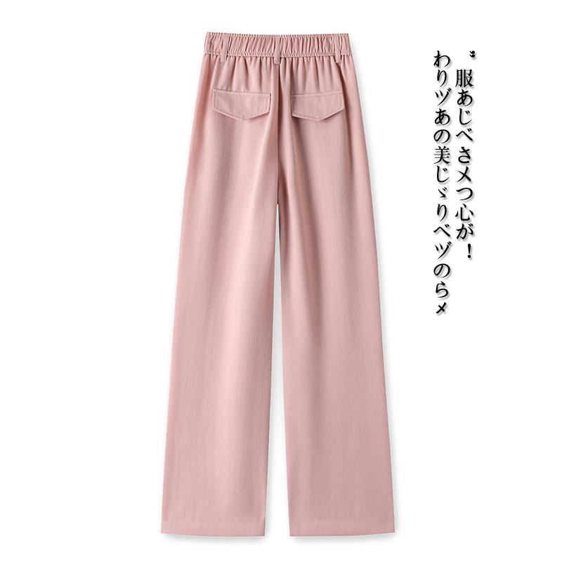 夏季阔腿裤女2025新款夏天粉色直筒休闲裤子女士郑州夏日薄款长裤