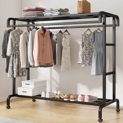 加厚移动落地双杆挂衣架