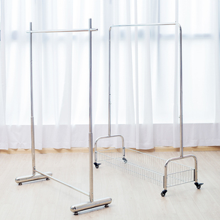 带轮移动落地挂衣架多功能收纳卧室衣帽架不锈钢服装店展示升降架