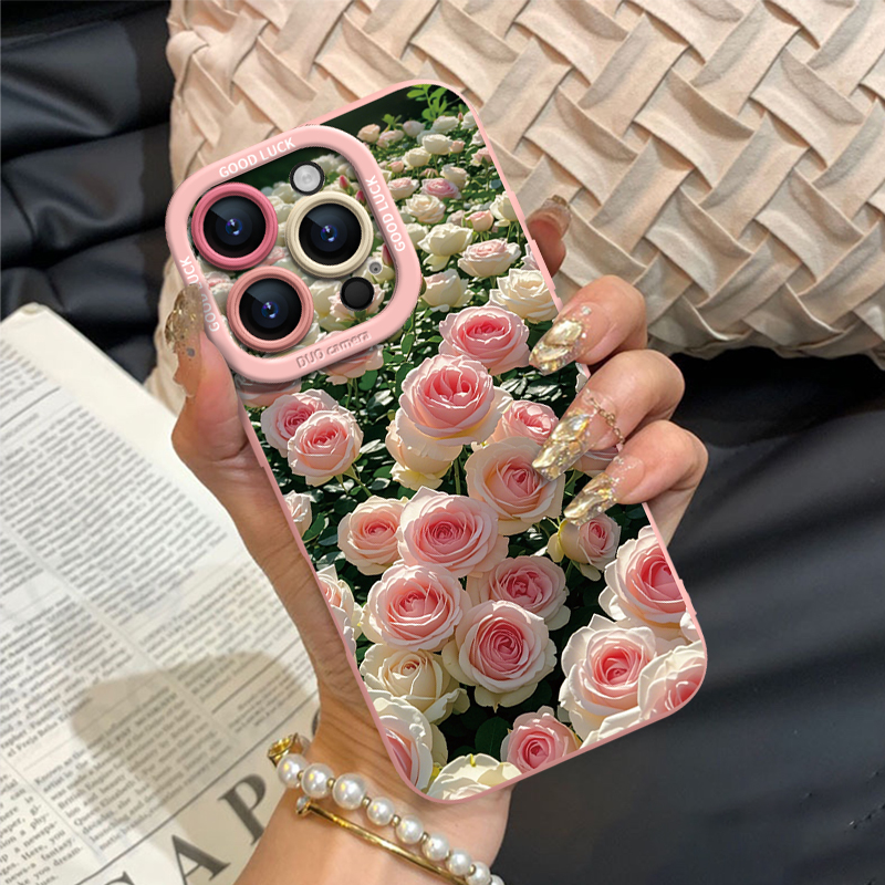 适用于苹果16promax手机壳新款iPhone16pro小清新好运玫瑰镜头15pro全包防摔14液态硅胶高级感小众创意女