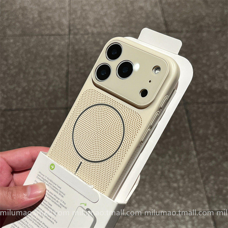适用苹果17promax手机壳新款iPhone17Pro镜头全包防摔创意高级感16网孔散热简约小众磁吸ins风硅胶情侣女