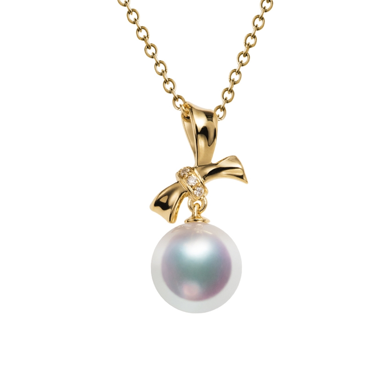 18K金链女极光吊坠送海水珍珠