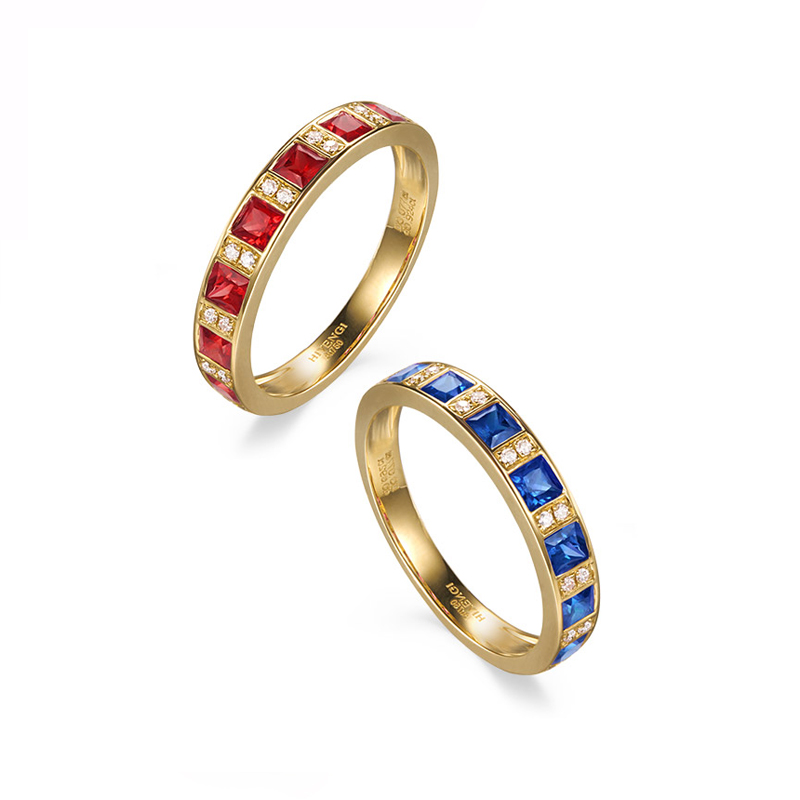 海梵纪鸽子血红情侣蓝宝石戒指