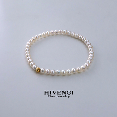 诸暨18K金珠天然淡水珍珠手链极光小米珠手串女叠戴3mm送女友礼物