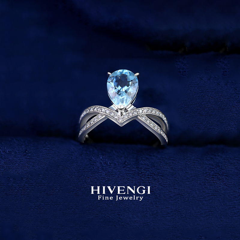 HIVENGI/海梵纪海蓝宝戒指钻石