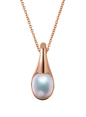 海梵纪珠宝 天然海水马贝珍珠项链18K玫瑰金mabe珍珠吊坠项饰