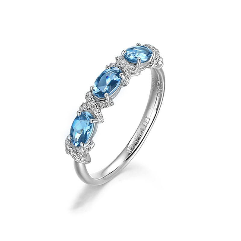 5a级18k白金带证书天然海蓝宝