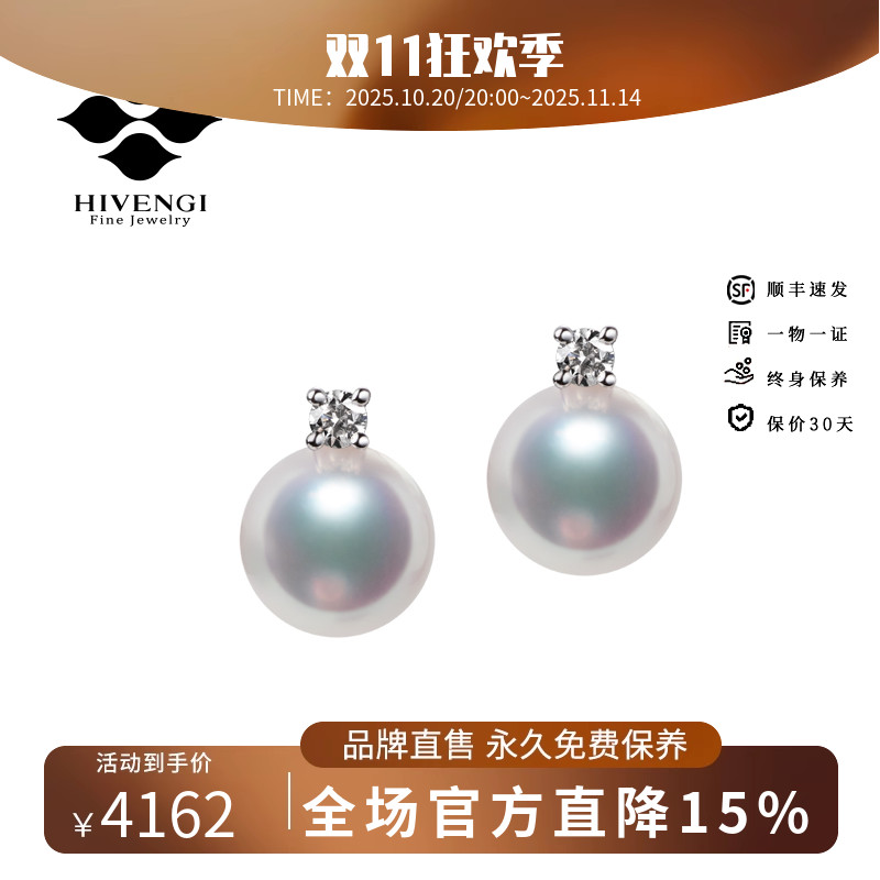 HIVENGI海梵纪18K白金钻石耳饰