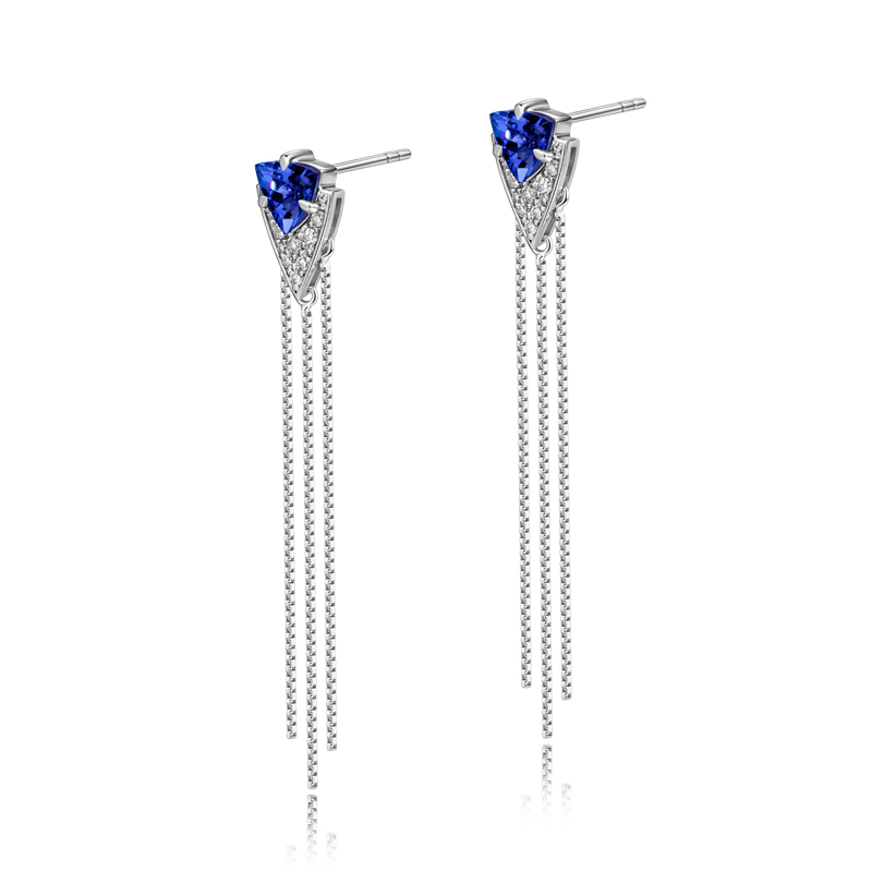 海梵纪坦桑18K白金镶钻石耳饰