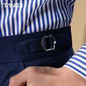 那不勒斯休闲商务上班通勤修身 夏季 蓝色鸟眼纹意式 西装 男士 裤 西裤