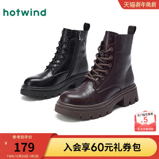 靴子女鞋 增高厚底短靴百搭工装 子 新款 热风黑色马丁靴女2025年秋季