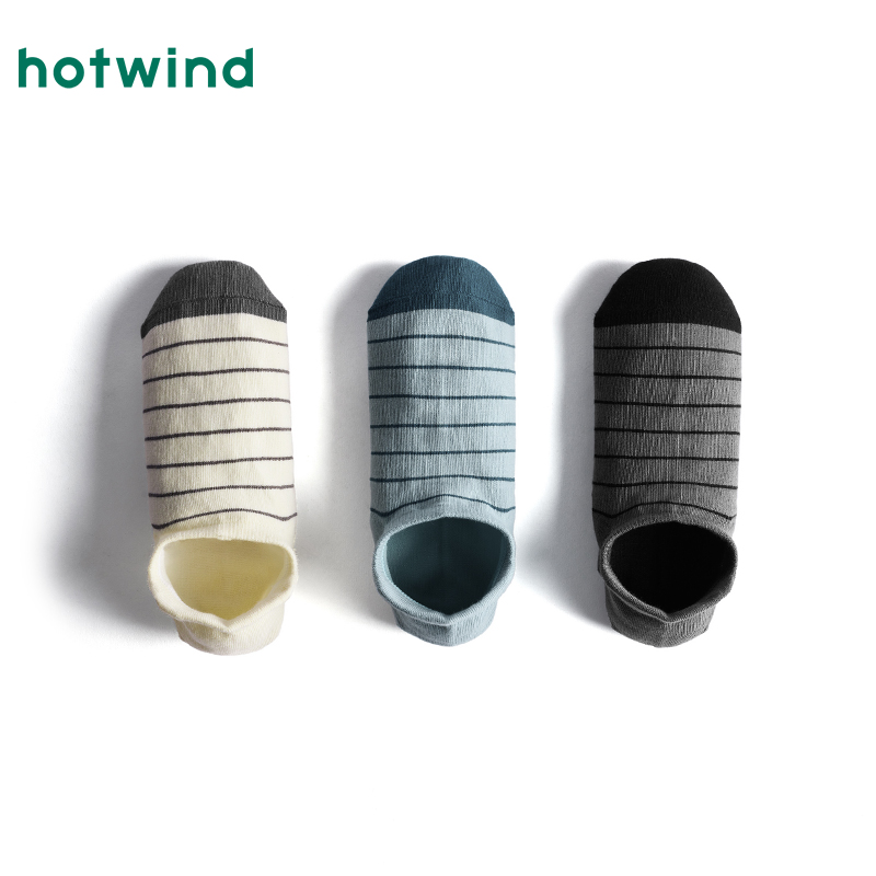 热风2025年夏季新款男士条纹船袜