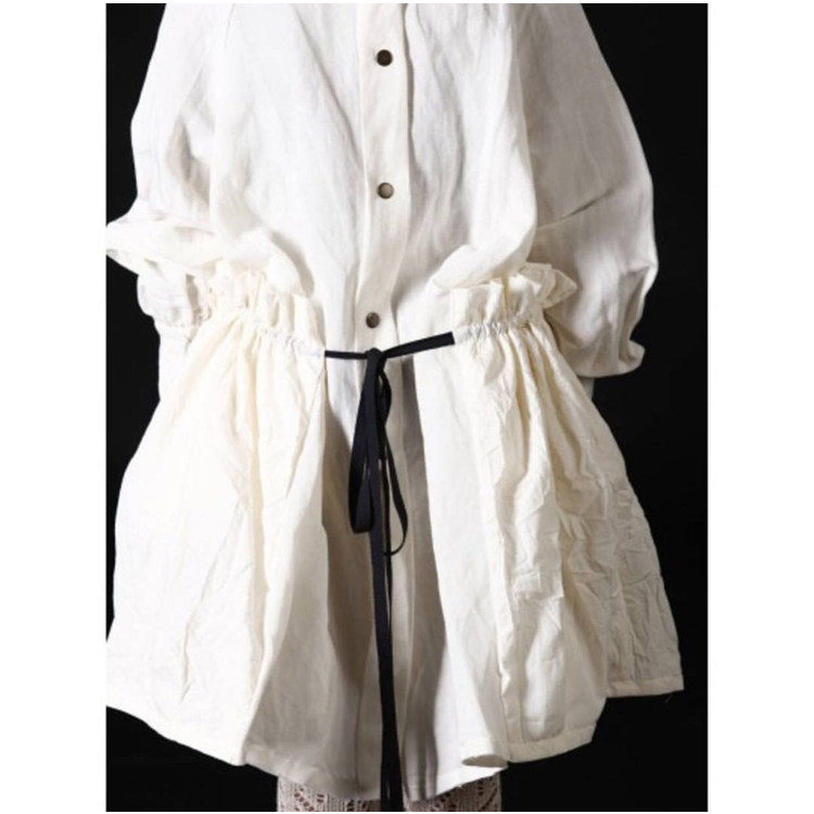 LCF 17 秋冬 纯白V领 蝴蝶结长袖 口袋特别设计 淑女风连衣裙