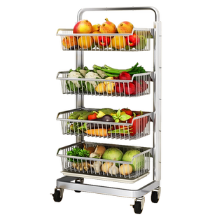 高端加厚太空铝厨房蔬菜置物架落地多层家用放果蔬菜篮子收纳架子