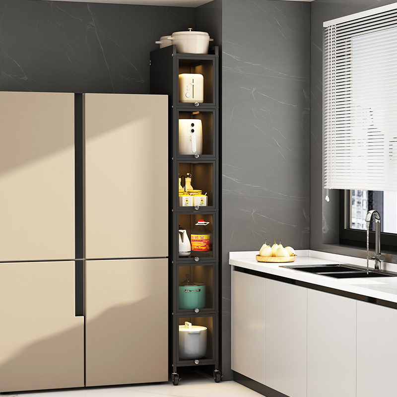 廚房夾縫置物架落地多層小尺寸冰箱縫隙側收納超窄邊柜靠墻儲物柜