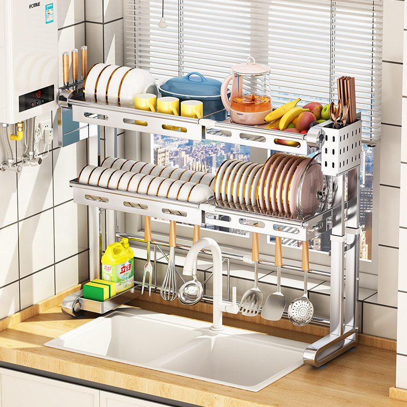 304不锈钢厨房水槽置物架可伸缩碗架沥水架水池上碗盘碗碟收纳架,厨房/烹饪用具,厨房置物架/置物柜/角架,淘宝优惠券,粉丝福利购,淘宝优惠卷