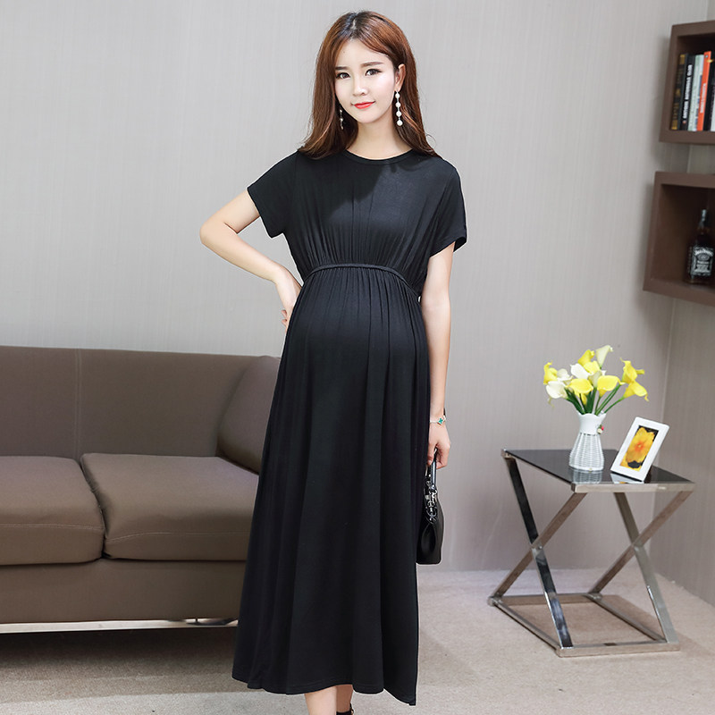 孕婦夏裝2019新款大碼莫代爾長裙韓版寬松孕婦黑色短袖職業連衣裙在類目 孕婦裝/孕產婦用品/營養, 孕婦裝, 連衣裙中 - 來自Buy2taobao.com提供專業的淘寶代購服務