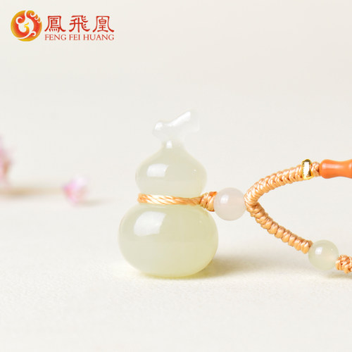 和田玉青白玉葫芦吊坠男女款