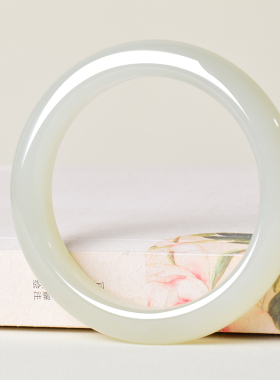 凤飞凰和田玉晴水圆条玉镯女款