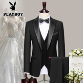 花花公子新郎高定婚礼西服套装 男塔士多宴会合唱团西装 礼服戗驳领