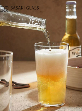 晚酌的流派日本东洋佐佐木家用玻璃水杯2只装啤酒杯轻薄威士忌杯
