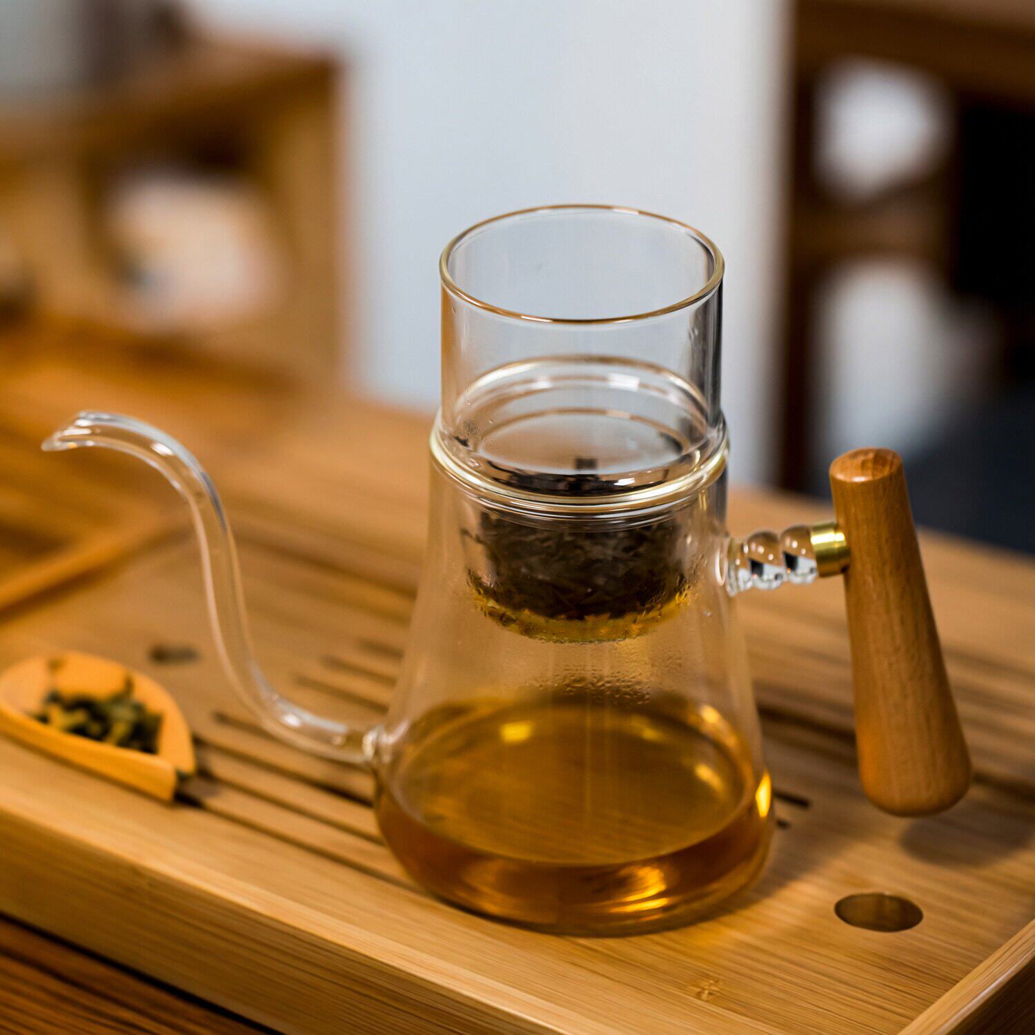 高硼硅玻璃茶壶懒人泡茶器家用过滤花茶泡茶壶冲茶器可加热细嘴壶