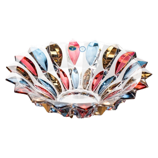 捷克进口BOHEMIA水晶玻璃彩绘果斗家用大号水果盘家居装饰果盘