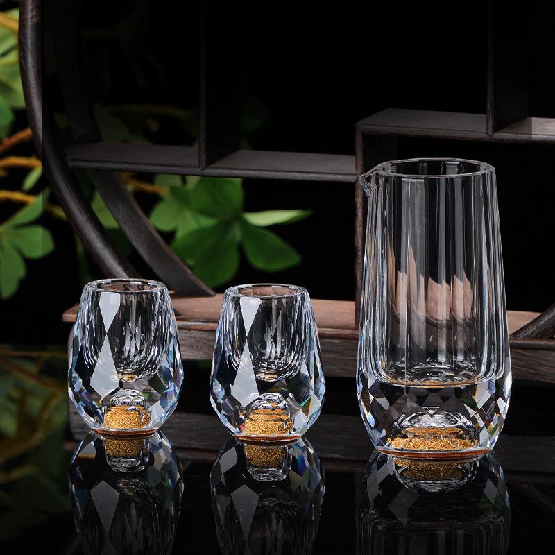 轻奢高档白酒杯套装金箔酒具