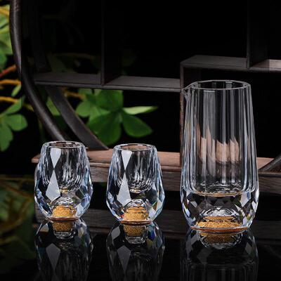 轻奢高档白酒杯套装金箔酒具