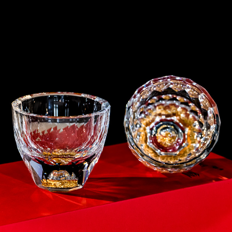 家用金箔水晶玻璃一两白酒杯中式烈酒杯主人杯刻花小酒杯耐热茶杯,餐饮具,清酒杯,淘宝优惠券,粉丝福利购,淘宝优惠卷