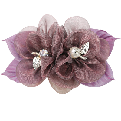 发饰韩国优雅绢纱花朵弹簧夹马尾