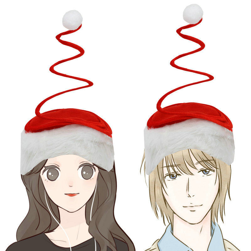 圣诞帽成人金丝绒长毛绒圣诞帽红色弹簧帽子派对头饰圣诞节头饰新