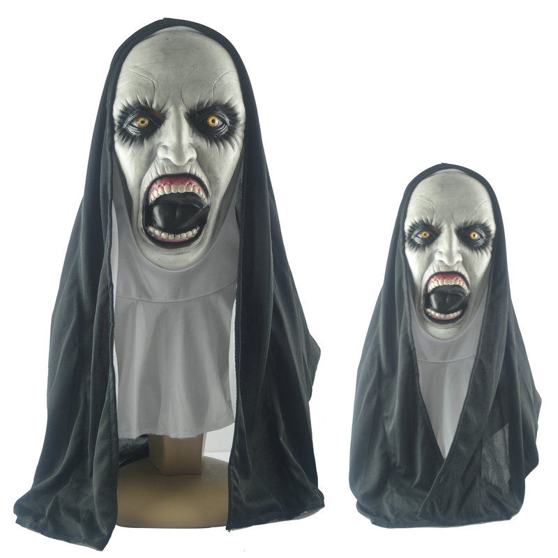 万圣节恐怖吓人面具鬼脸修女2面具头套整蛊吓人面具直播表演道具