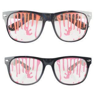 鬼节眼镜节日舞会演出COS装扮道具愚人整蛊眼镜血迹眼镜流血眼镜