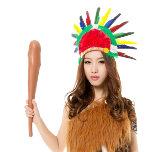 五娃争福 万圣节用品印第安武器棒球棒野人棒印第安人手棒野人棒