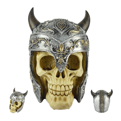 万圣节鬼节鬼屋酒吧装饰道具树脂骷髅头模型道具鬼头牛角头盔骷髅