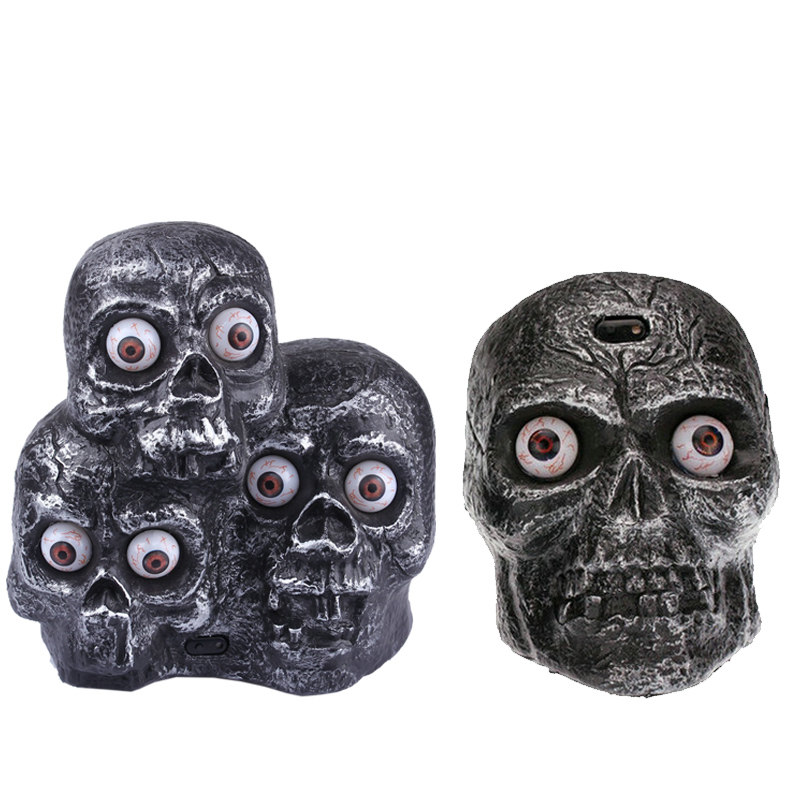 万圣节恐怖整蛊玩具酒吧装饰密室逃脱声控发光鬼叫骷髅头装饰摆件