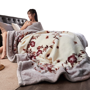 恒源祥彩羊双层拉舍尔毛毯被子冬季加厚保暖毯子单人学生宿舍盖毯