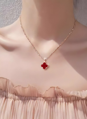 四叶草999纯银项链女款2025年新款轻奢小众锁骨链圣诞礼物送女友