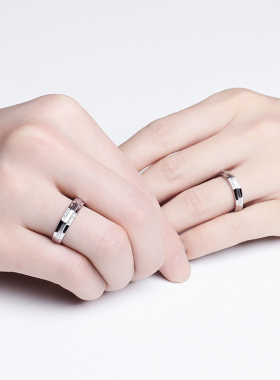 情侣戒指日韩一对学生刻字挂绳