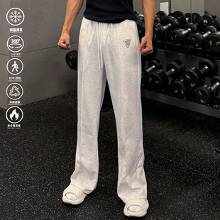 百搭运动直筒长裤 子阔腿长裤 斜切弯刀卫裤 andtime秋冬运动休闲裤